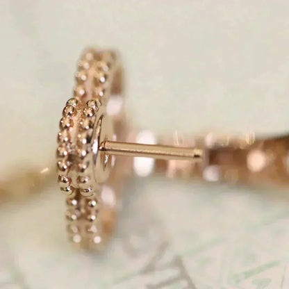 [Solara Jewelry]CLOVER MEDIUM 1 MOTIFS FUll DIAMOND EARRINGS