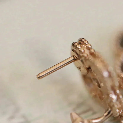 [Solara Jewelry]CLOVER MEDIUM 1 MOTIFS FUll DIAMOND EARRINGS