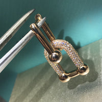 [Solara Jewelry]HARDWARE DROP EARRINGS DOUBLE LINK DIAMOND