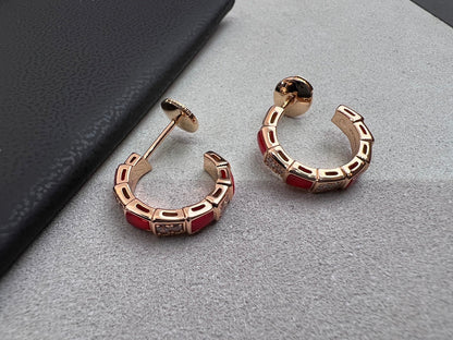 [Solara Jewelry]SERPENTI CARNELIAN PINK GOLD EARRINGS