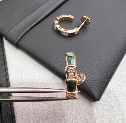 [Solara Jewelry]SERPENTI MALACHITE PINK GOLD EARRINGS