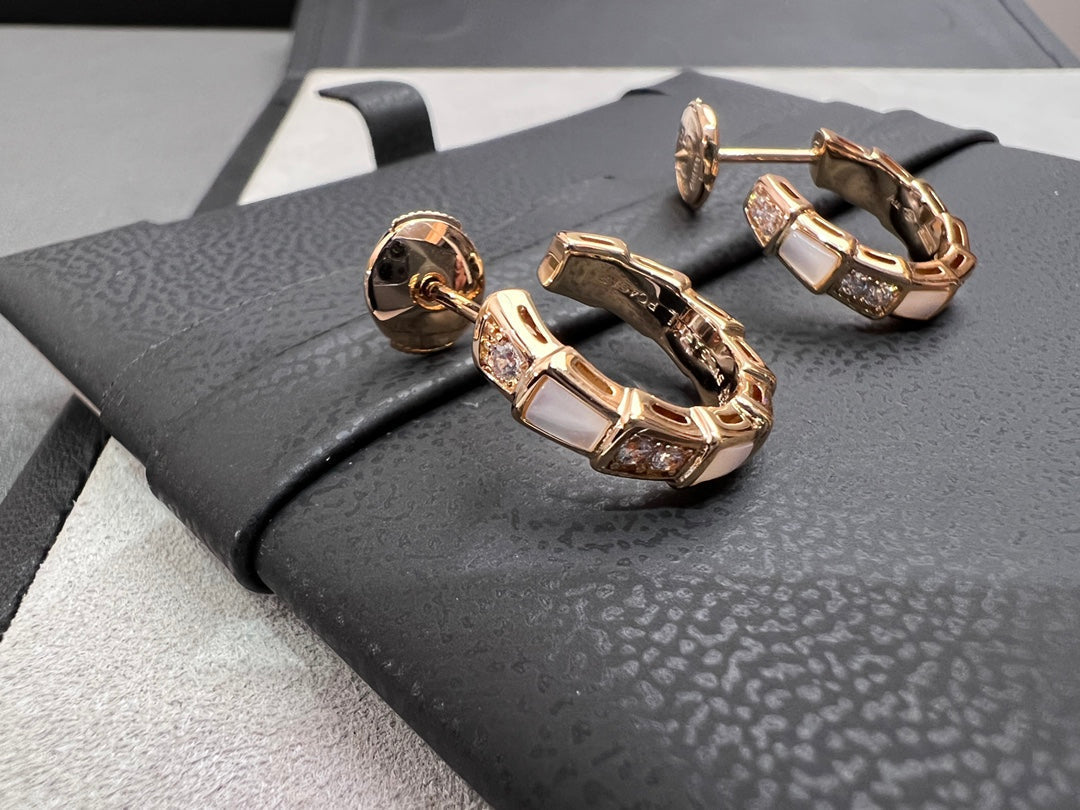 [Solara Jewelry]SERPENTI MOP PINK GOLD EARRINGS