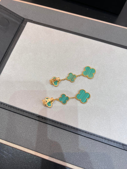 [Solara Jewelry]CLOVER MALACHITE 3 MOTIFS GOLD