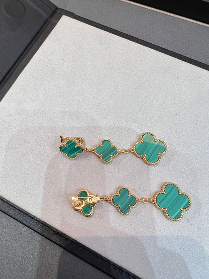 [Solara Jewelry]CLOVER MALACHITE 3 MOTIFS GOLD