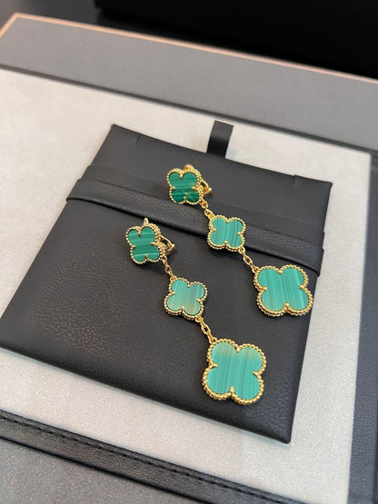 [Solara Jewelry]CLOVER MALACHITE 3 MOTIFS GOLD