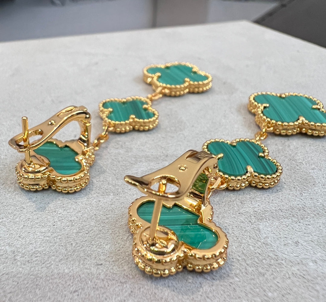 [Solara Jewelry]CLOVER MALACHITE 3 MOTIFS GOLD