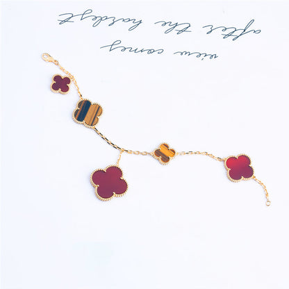 [Solara Jewelry]CLOVER BRACELET 5 MOTIFS CARNELIAN TIGER EYE