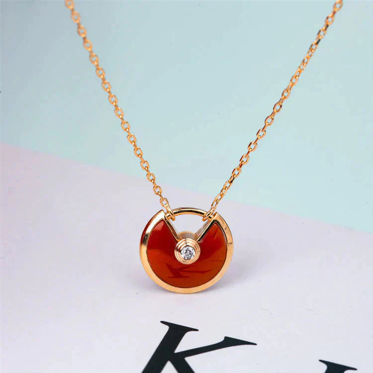 [Solara Jewelry]AMULETTE GOLD CARNELIAN ONYX NECKLACE