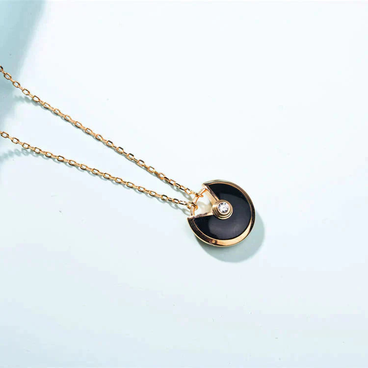 [Solara Jewelry]AMULETTE GOLD CARNELIAN ONYX NECKLACE