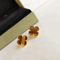 [Solara Jewelry]CLOVER MEDIUM 1 MOTIFS TIGER EYE EARRINGS