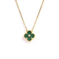 [Solara Jewelry]CLOVER 15MM DIAMOND TURQUOISE NECKLACE