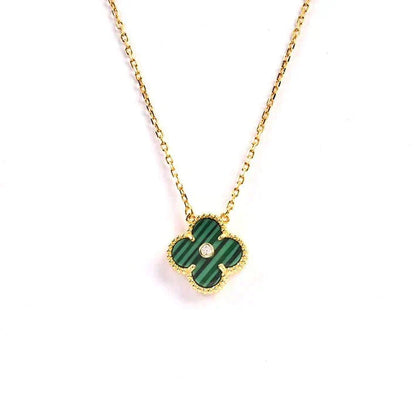 [Solara Jewelry]CLOVER 15MM DIAMOND TURQUOISE NECKLACE