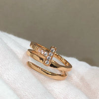 [Solara Jewelry]T WIRE DOUBLE ROWS RING PINK GOLD