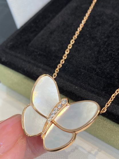 [Solara Jewelry]BUTTERFLY GOLD MOP DIAMOND NECKLACE