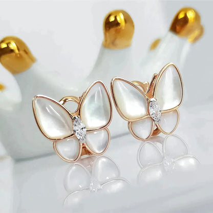 [Solara Jewelry]BUTTERFLY MOP DIAMOND EARRINGS