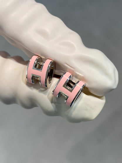 [Solara Jewelry]MINI POP H SILVER EARRINGS PINK