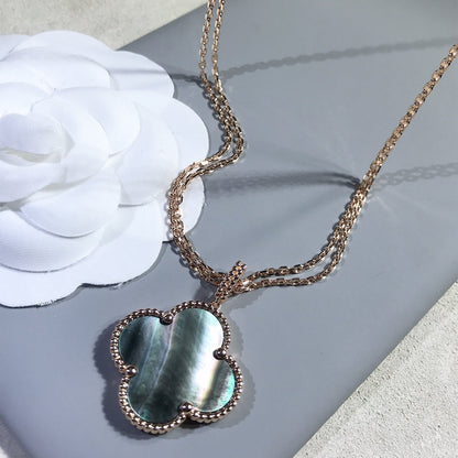 [Solara Jewelry]CLOVER 25MM GOLD DARK MOP BIG CLOVER NECKLACE