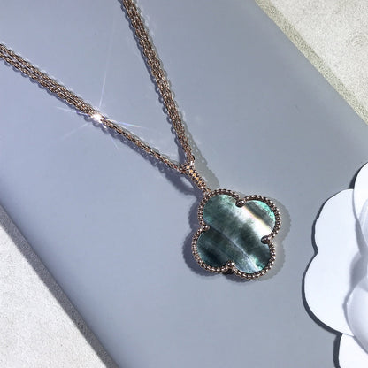 [Solara Jewelry]CLOVER 25MM GOLD DARK MOP BIG CLOVER NECKLACE