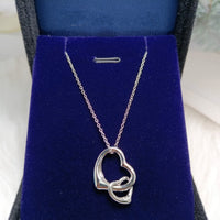 [Solara Jewelry]DOUBLE HEART SILVER NECKLACE