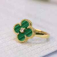[Solara Jewelry]CLOVER MALACHITE RING GOLD DIAMOND