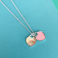 [Solara Jewelry]DOUBLE HEART PEDANT SILVER NECKLACE