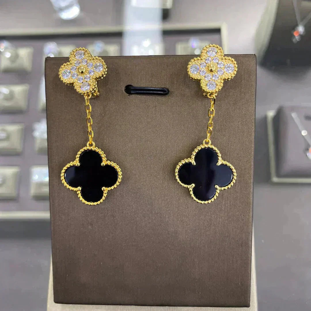 [Solara Jewelry]CLOVER  2 MOTIFS  DIAMOND  EARRINGS (MULTIPLE CHOICESç´