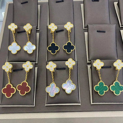 [Solara Jewelry]CLOVER  2 MOTIFS  DIAMOND  EARRINGS (MULTIPLE CHOICESç´