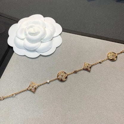 [Solara Jewelry]STAR AND SUN 4 MOTIFS GOLD DIAMONDS BRACELET