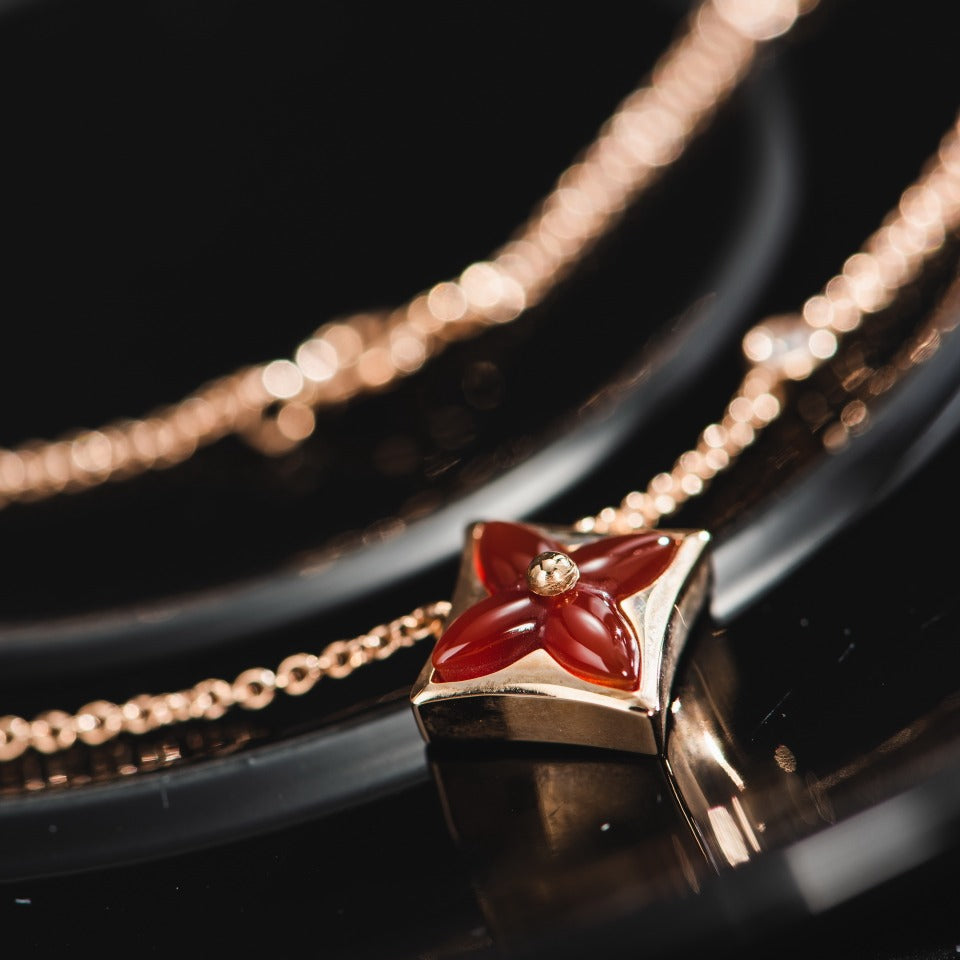 [Solara Jewelry]STAR NECKLACE PINK GOLD 1 DIAMOND