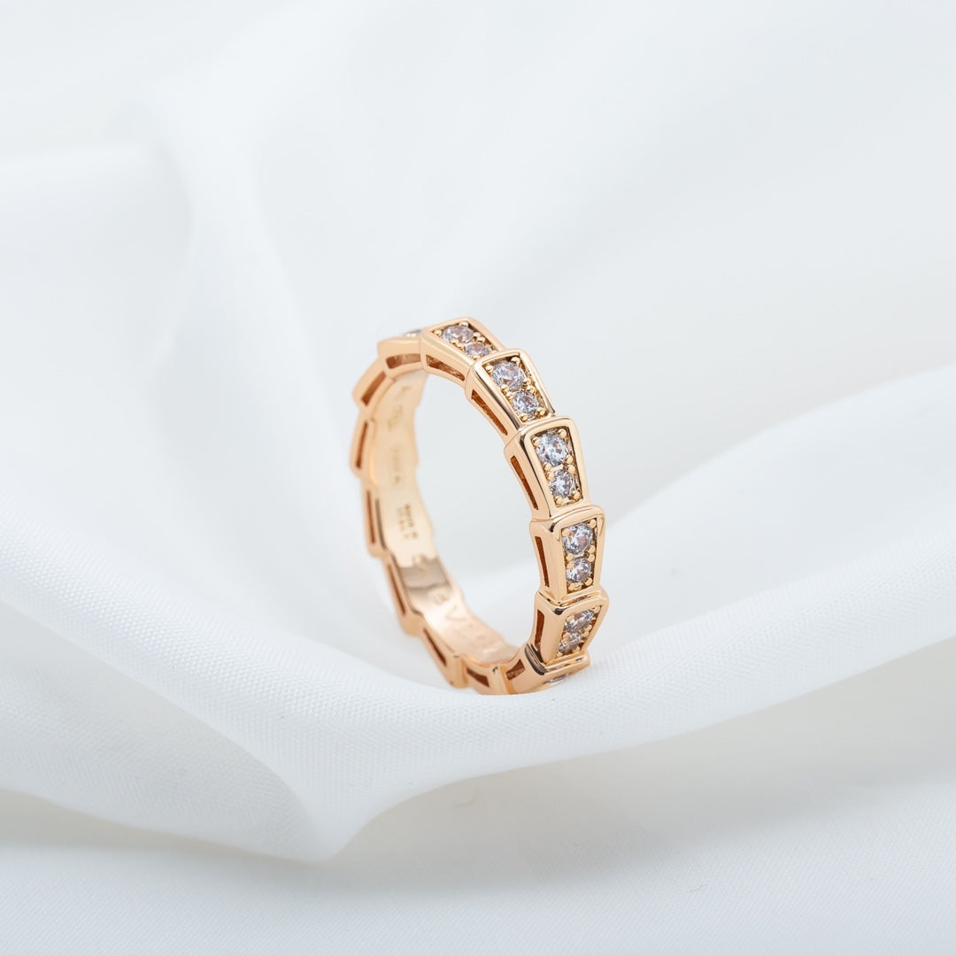 [Solara Jewelry]SERPENTI RING PINK GOLD DIAMOND PAVED 3MM