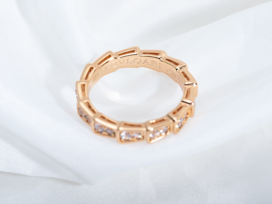 [Solara Jewelry]SERPENTI RING PINK GOLD DIAMOND PAVED 3MM