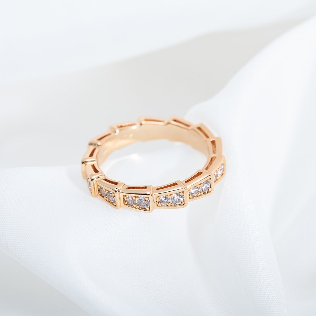 [Solara Jewelry]SERPENTI RING PINK GOLD DIAMOND PAVED 3MM