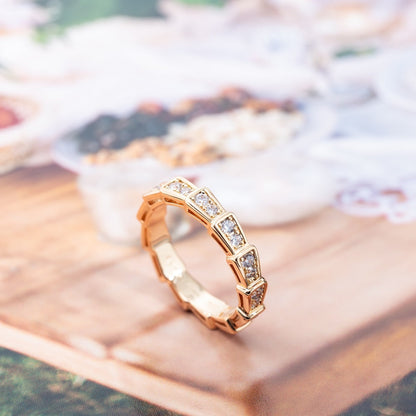 [Solara Jewelry]SERPENTI RING PINK GOLD DIAMOND PAVED 3MM