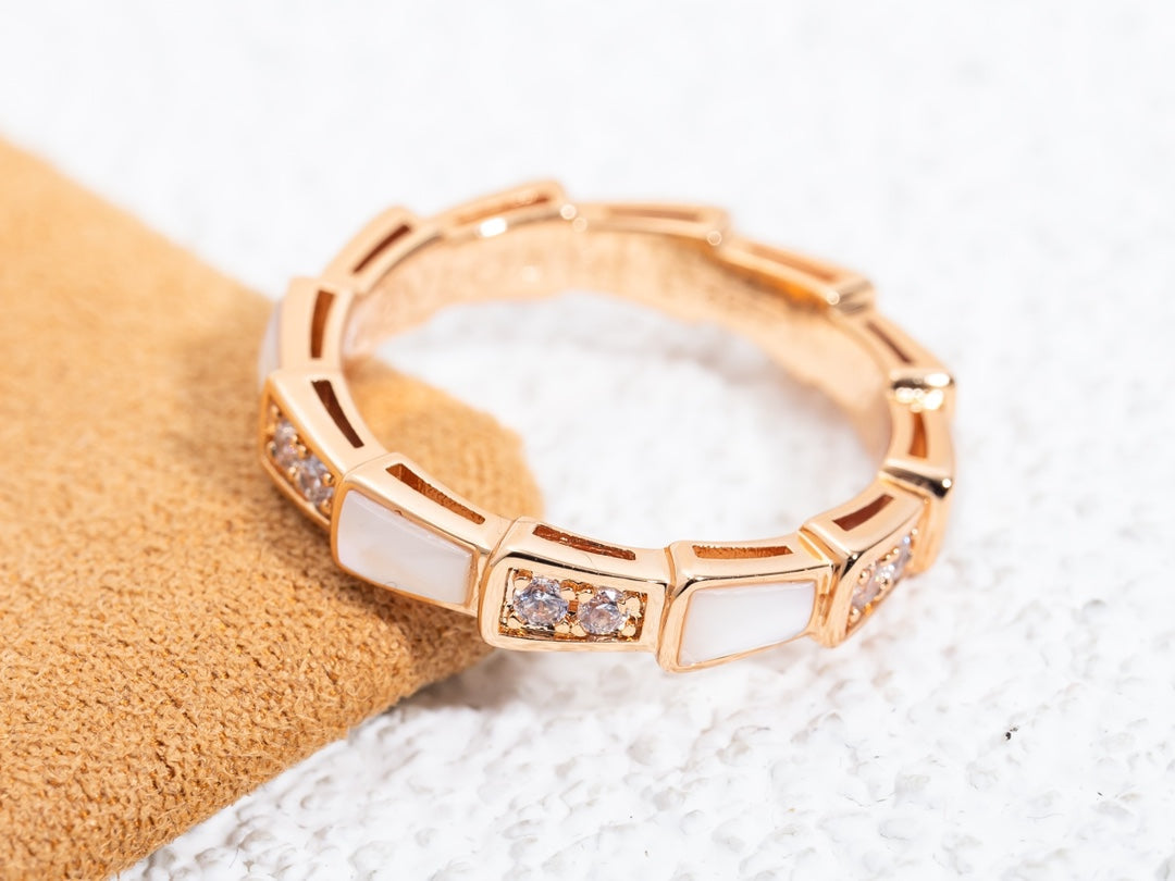 [Solara Jewelry]SERPENTI RING PINK GOLD DIAMOND MOP 3MM