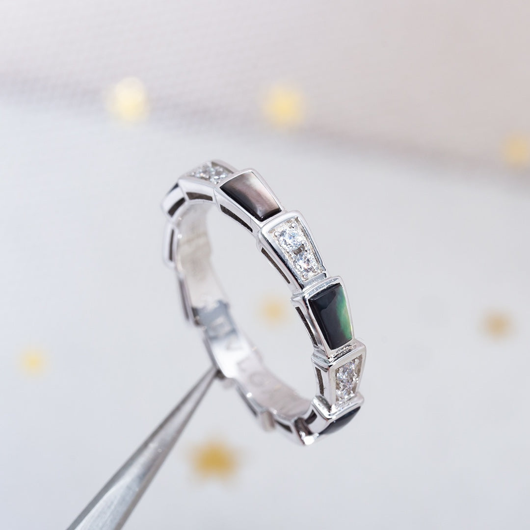 [Solara Jewelry]SERPENTI RING SILVER  DIAMOND BLACK MOP 3MM