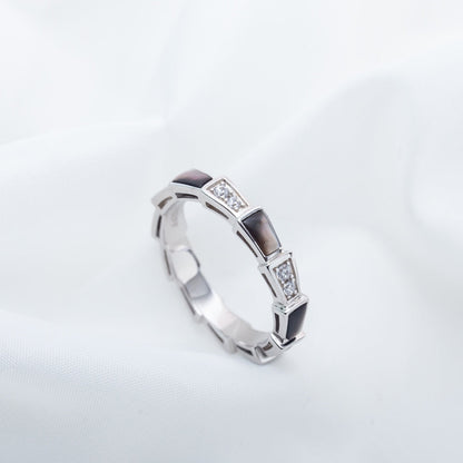 [Solara Jewelry]SERPENTI RING SILVER  DIAMOND BLACK MOP 3MM