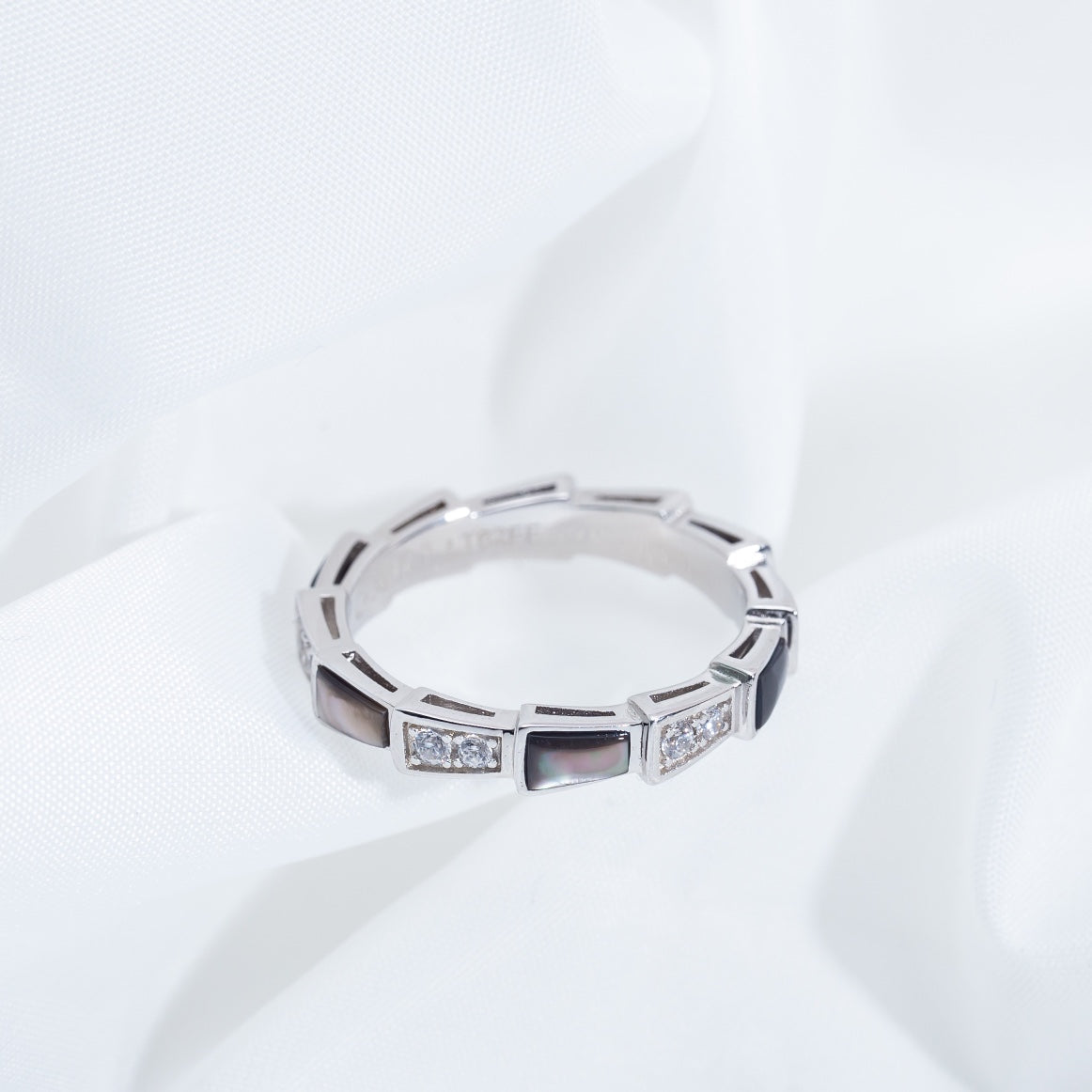 [Solara Jewelry]SERPENTI RING SILVER  DIAMOND BLACK MOP 3MM