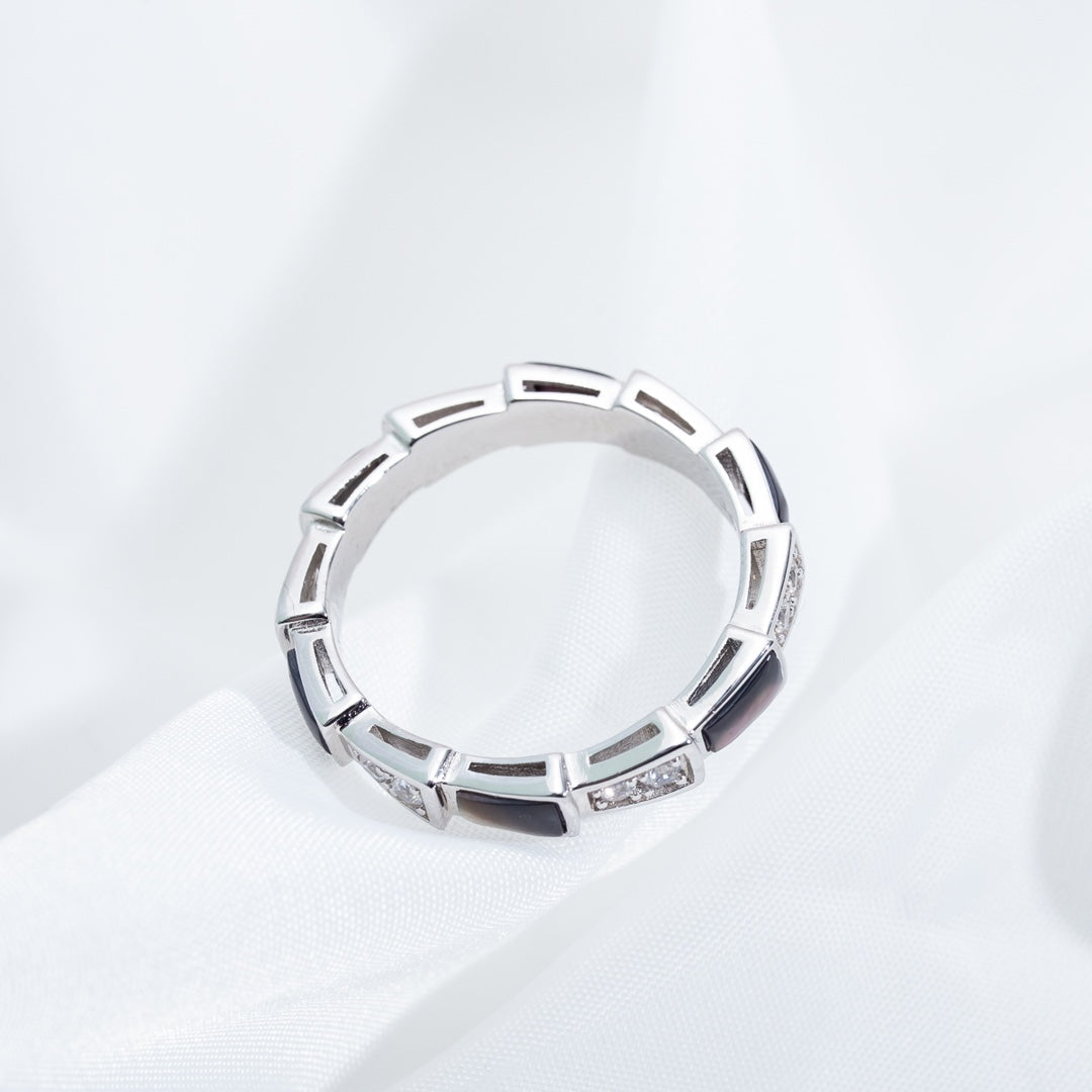 [Solara Jewelry]SERPENTI RING SILVER  DIAMOND BLACK MOP 3MM