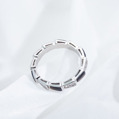 [Solara Jewelry]SERPENTI RING SILVER  DIAMOND BLACK MOP 3MM