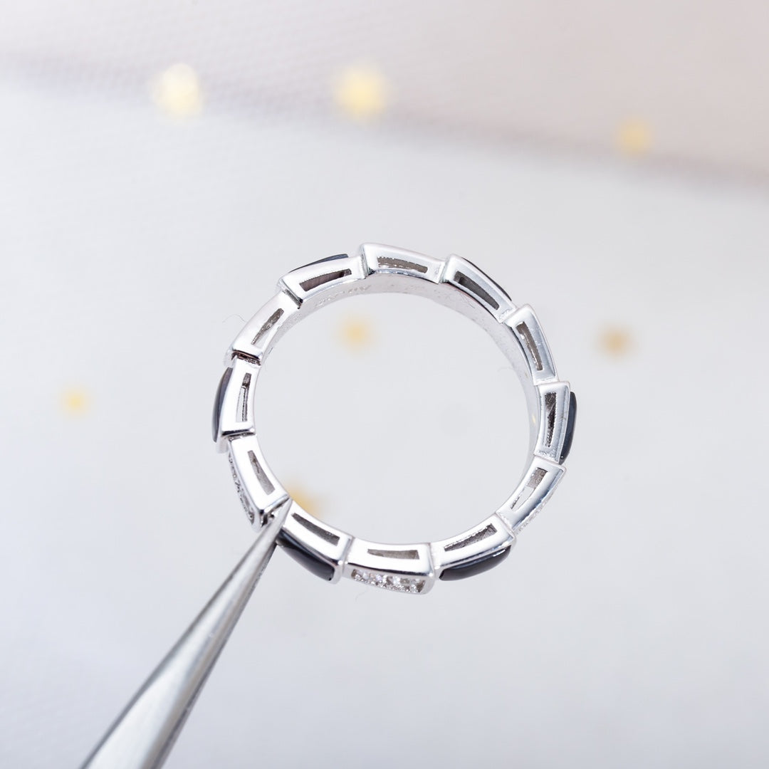 [Solara Jewelry]SERPENTI RING SILVER  DIAMOND BLACK MOP 3MM