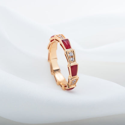 [Solara Jewelry]SERPENTI RING PINK GOLD CARNELIAN DIAMOND 3MM