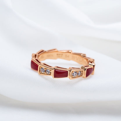 [Solara Jewelry]SERPENTI RING PINK GOLD CARNELIAN DIAMOND 3MM