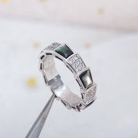 [Solara Jewelry]SCHLANGENRING SILBER DIAMANT SCHWARZES PERLMUTT 4MM