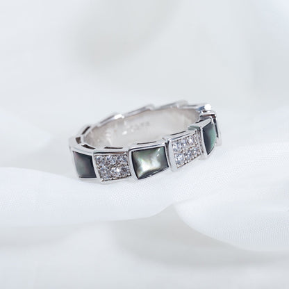 [Solara Jewelry]SERPENTI RING SILVER DIAMOND BLACK MOP 4MM