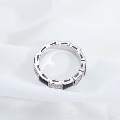[Solara Jewelry]SERPENTI RING SILVER DIAMOND BLACK MOP 4MM