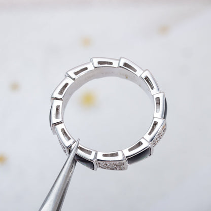 [Solara Jewelry]SERPENTI RING SILVER DIAMOND BLACK MOP 4MM