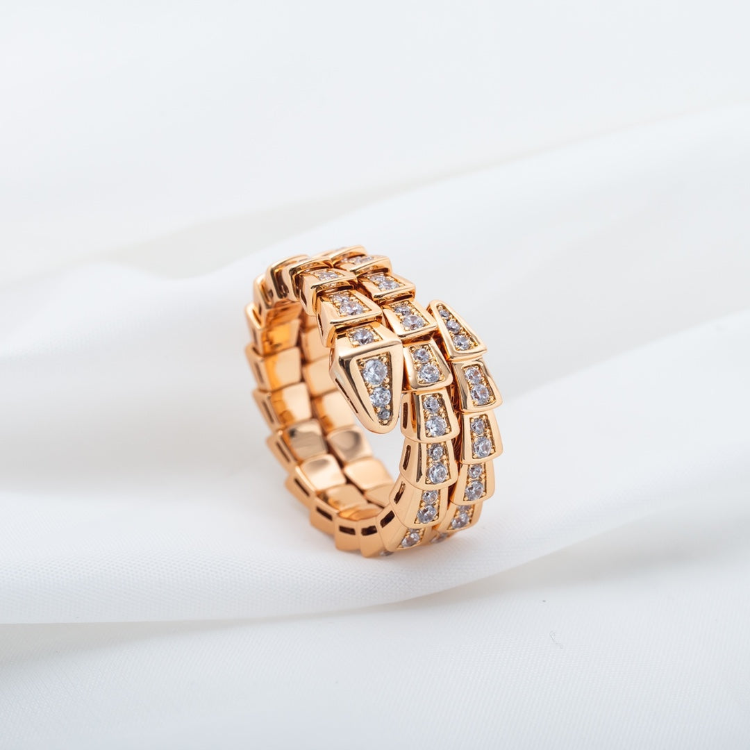 [Solara Jewelry]SERPENTI RING PINK GOLD DIAMOND DOUBLE ROW