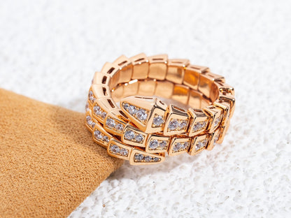 [Solara Jewelry]SERPENTI RING PINK GOLD DIAMOND DOUBLE ROW