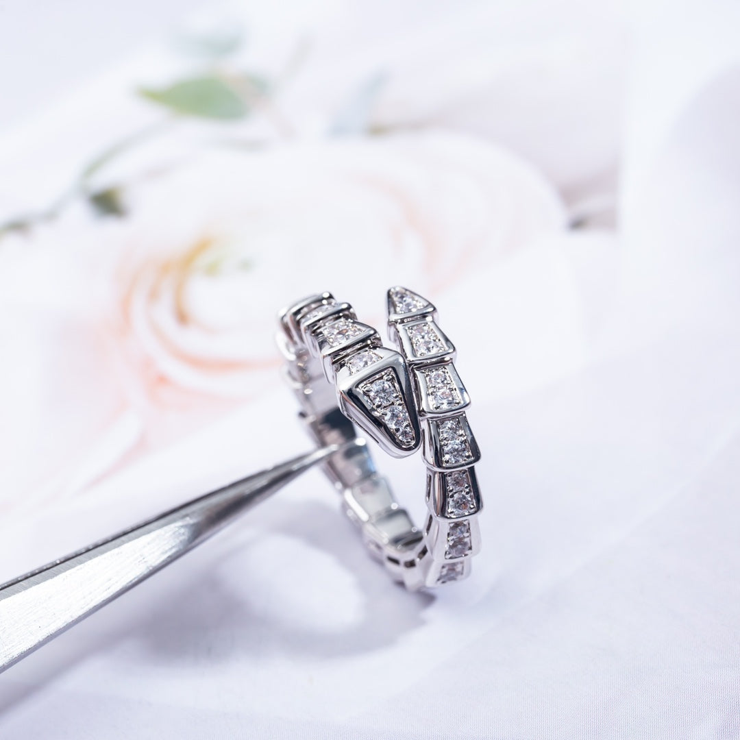 [Solara Jewelry]SERPENTI RING SILVER DIAMOND PAVED 4MM