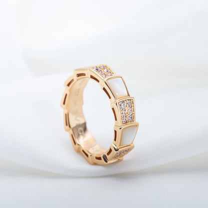 [Solara Jewelry]SERPENTI RING PINK GOLD MOP DIAMOND PAVED 4MM